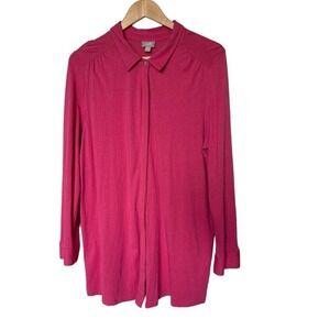 J.‎ Jill Pink Button Up Long Sleeve Tunic Top Size X Large XL